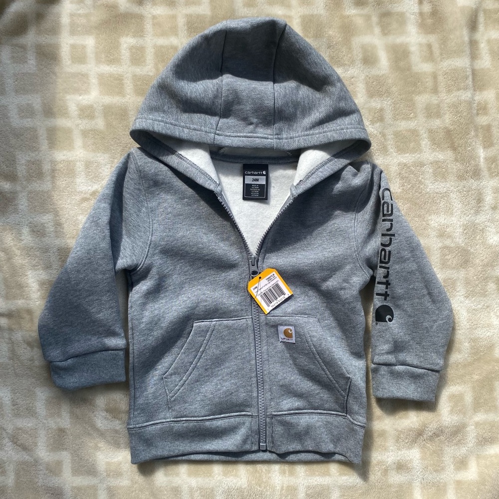 Carhartt Boys Long Sleeve Zip Up Hooded Sweatshirt